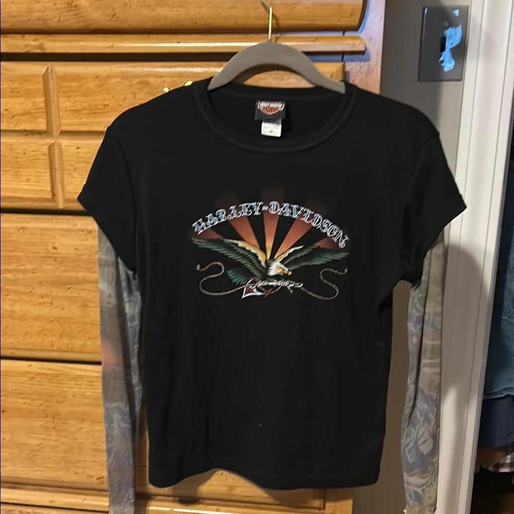 Harley-Davidson Black shirt with sheer sleeves